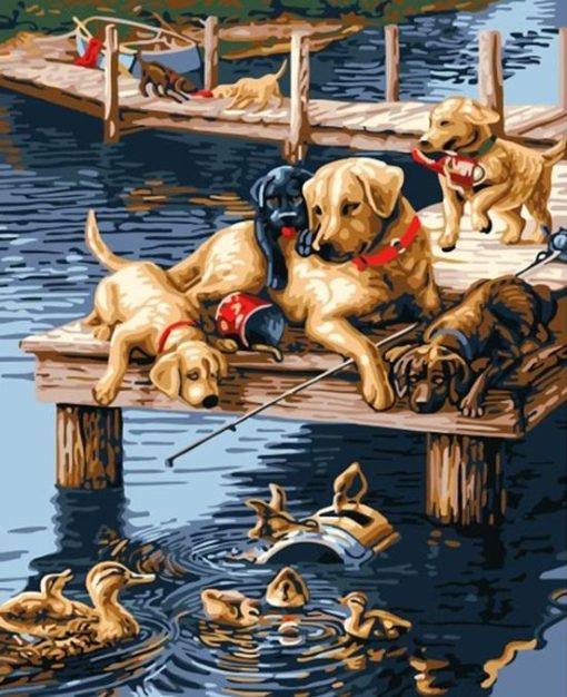 Doggies and Ducks Paint By Number