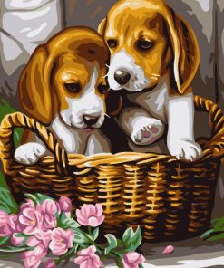 Dogs In a Basket Paint By Number