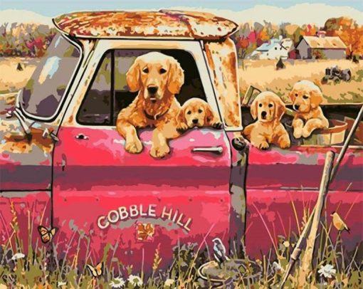 Dogs In a Truck Paint By Number