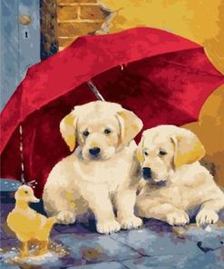 Dogs With Umbrella Paint By Number