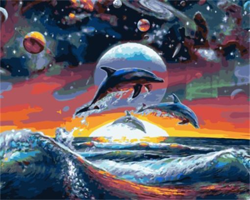 Dolphin and Planets Paint By Number