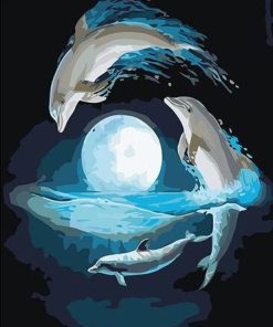 Dolphin at Moon Paint By Number