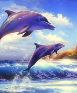 Dolphins Jumping The Waves Paint By Number