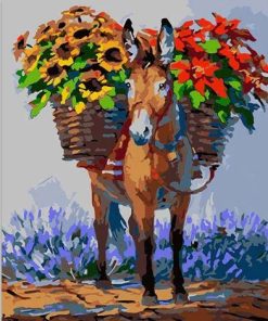 Donkey and Flowers Paint By Number