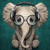 Elephant With Headphones Paint By Number