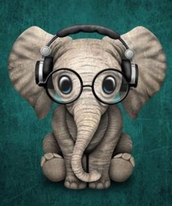 Elephant With Headphones Paint By Number