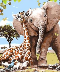 Elephant and Giraffe Paint By Number