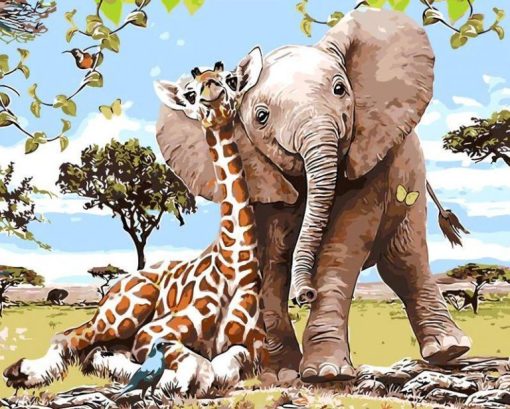 Elephant and Giraffe Paint By Number