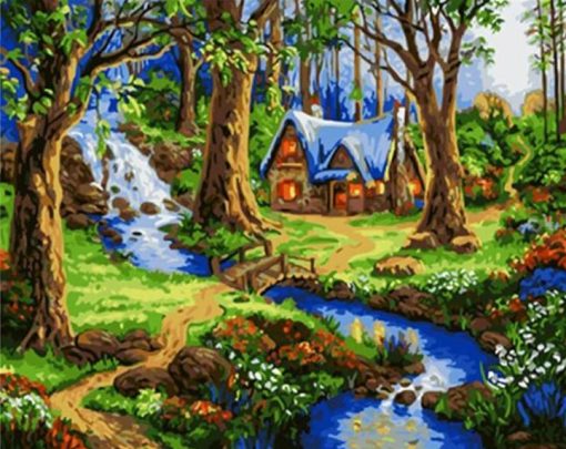 Fantasy Forest House Paint By Number