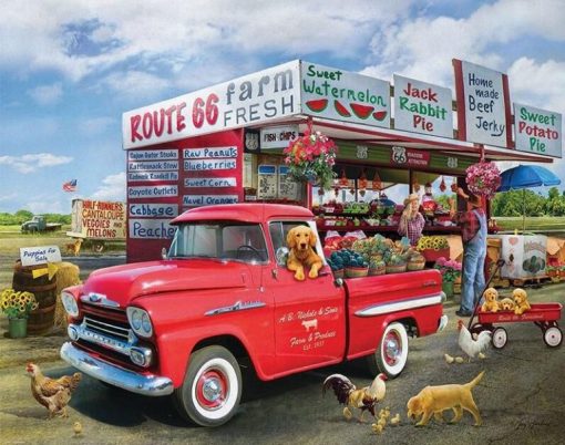 Farm Dog In a Truck Paint By Number