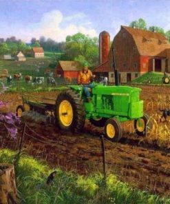 Farms Green Tractor Paint By Number