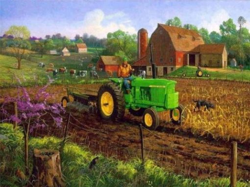 Farms Green Tractor Paint By Number