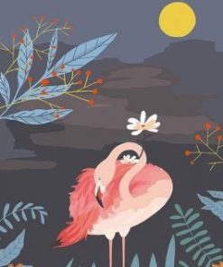 Flamingo and Flower Paint By Number