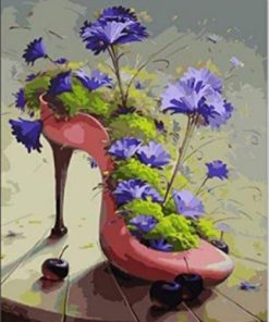 Flowers In a Shoe Paint By Number