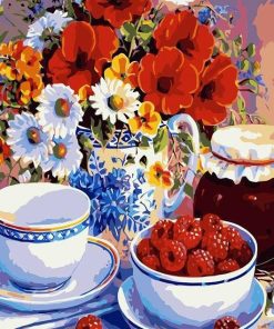 Flowers and Berries Cups Paint By Number