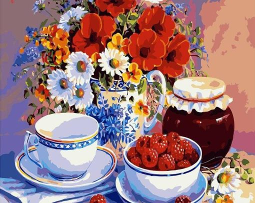 Flowers and Berries Cups Paint By Number