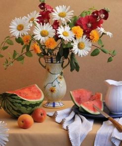 Fruits and Flowers On Table Paint By Number