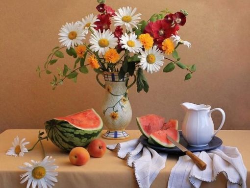 Fruits and Flowers On Table Paint By Number