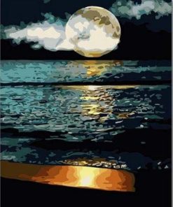 Full Moon Night At The Beach Paint By Number