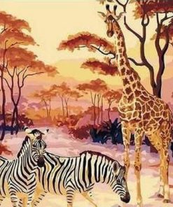 Giraffe and Zebras Paint By Number