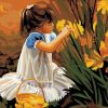 Girl Collecting Flowers Paint By Number