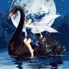 Girl On Black Swan Paint By Number