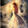 Girl and White Horse Paint By Number