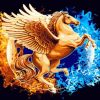 Golden Horse With Wings Paint By Number