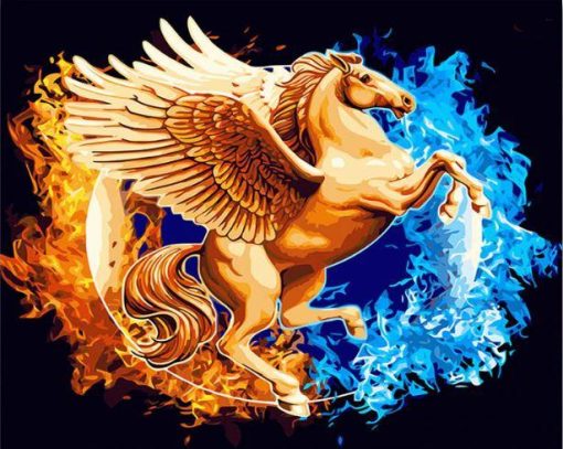 Golden Horse With Wings Paint By Number