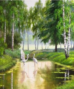 Green Forest River paint by number