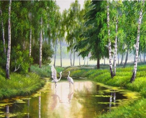 Green Forest River paint by number