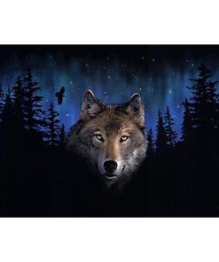 Grey Wolf In The Trees paint by number