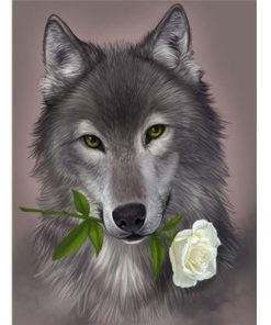 Grey wolf with Flower paint by number