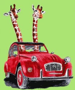 Happy Driving Giraffes Paint By Number