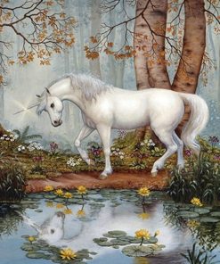 Horse Unicorn In The Forest Paint By Number