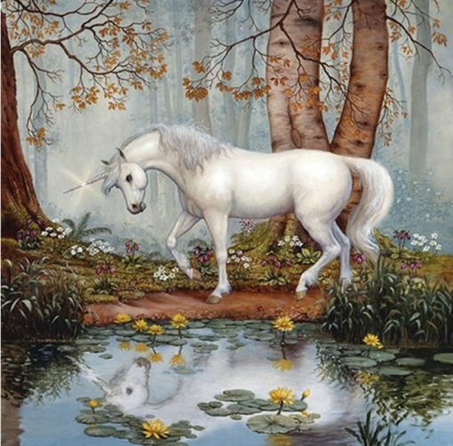 Horse Unicorn In The Forest Paint By Number