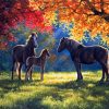 Horses Under Autumn Trees Paint By Number