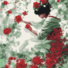 Japanese Girl and Roses Paint By Number