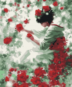 Japanese Girl and Roses Paint By Number