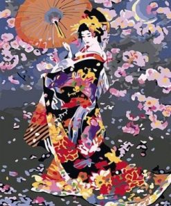 Japanese Woman With Umbrella Paint By Number