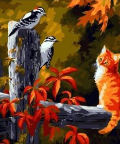 Kitten With Birds Paint By Number