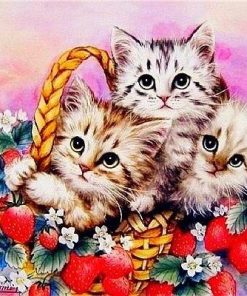 Kittens In a Basket Paint By Number