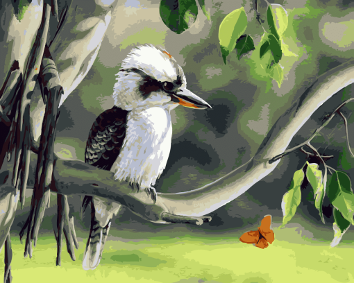 Kookaburra on Branch paint by number