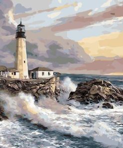 Lighthouse and Waves Paint By Number