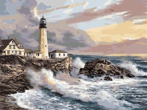 Lighthouse and Waves Paint By Number