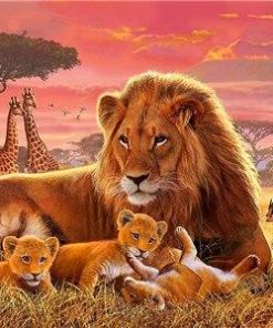 Lion With Cubs Paint By Number