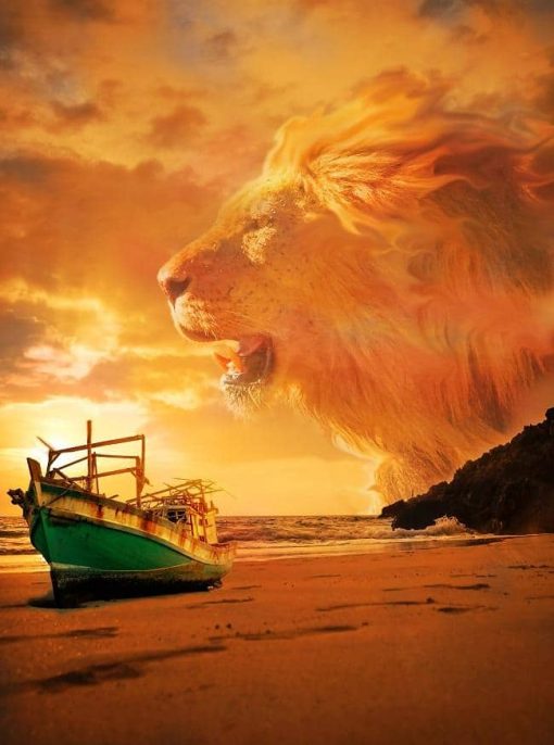 Lion and Ship Paint By Number