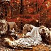 Lions And Girl Paint By Number