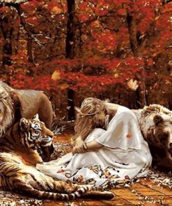 Lions And Girl Paint By Number