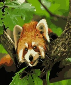 Little Red Panda on a Branch Paint By Number